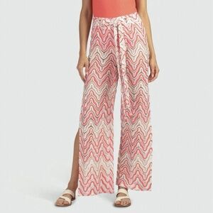TRINA TURK Serafina Tie Front Crochet Cover Up Pant Resortwear NWT Size S